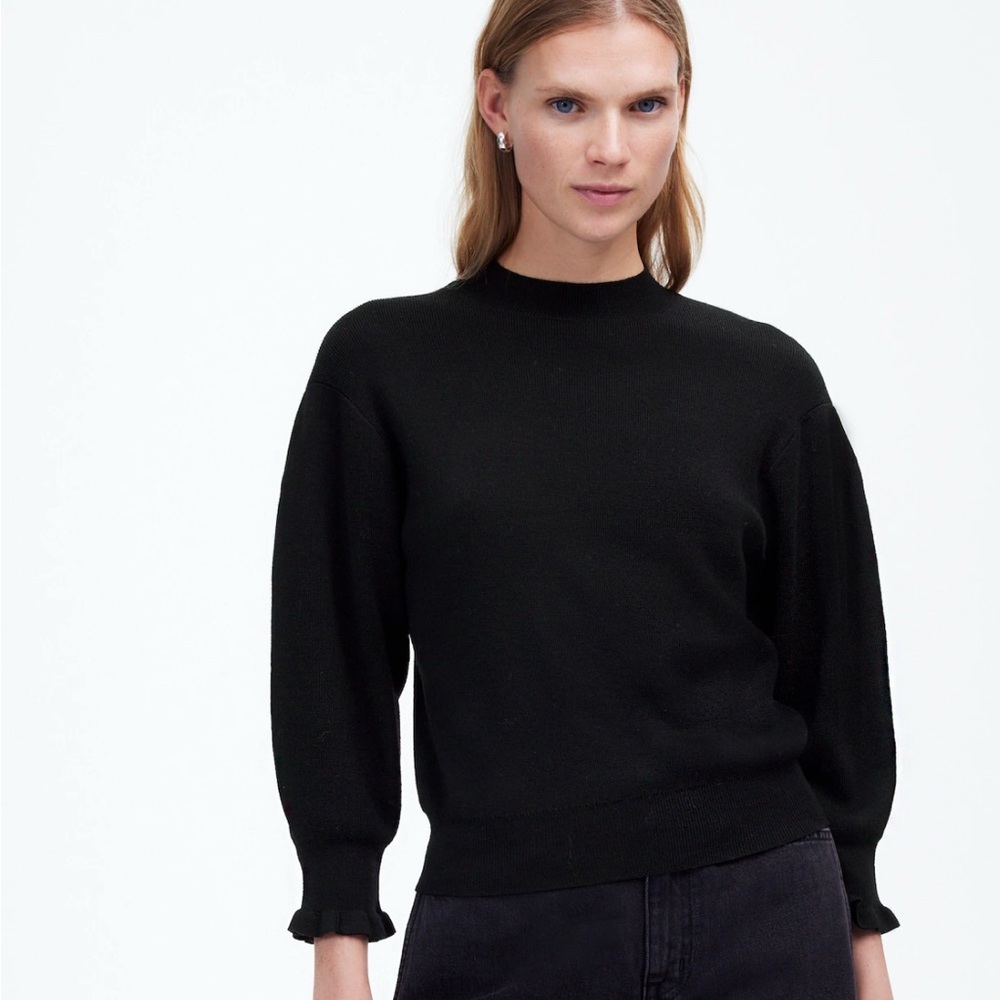 Madewell Merino Wool Ruffle Mockneck Sweater size S